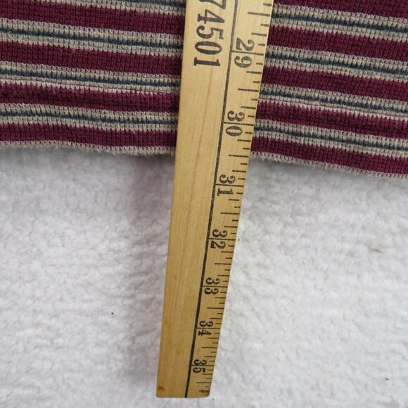 Lands' End Polo Shirt Mens XL Burgundy Gray Striped Long Sleeve Made in USA - Picture 6 of 9